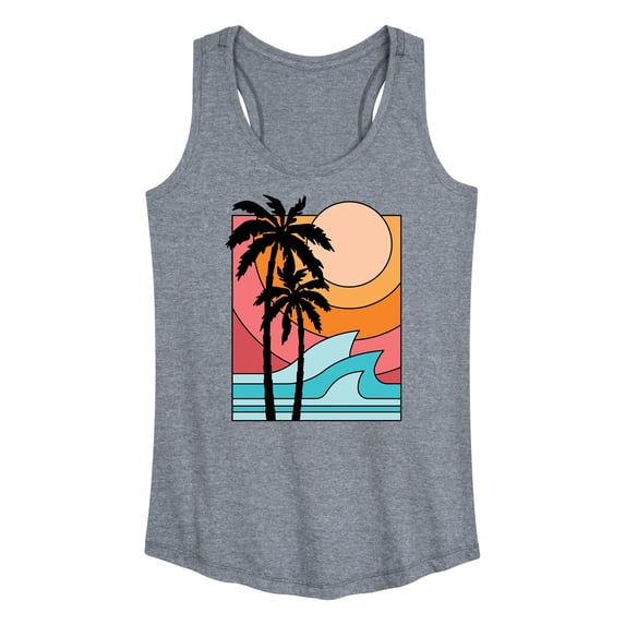 Instant Message - Sunset Palm Waves - Women's Racerback Tank