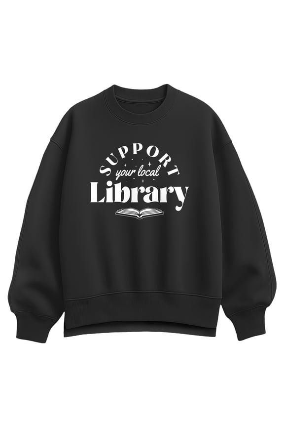 - Support Your Local Library - Women's Oversized Fleece Crew Sweatshirt