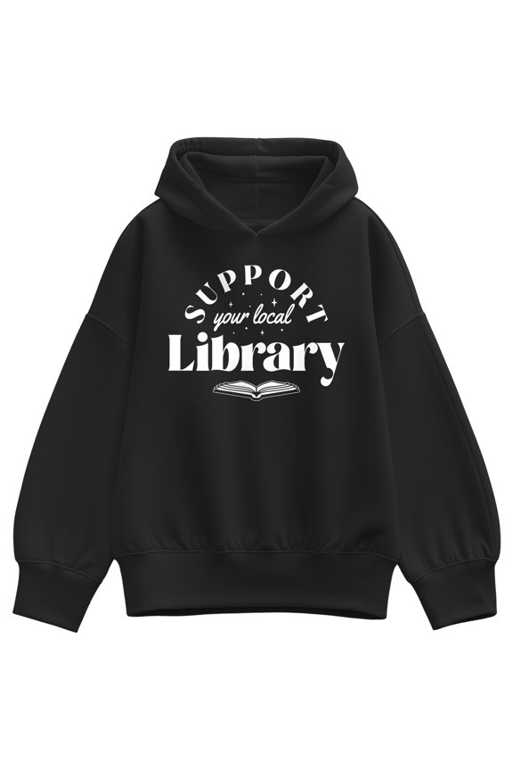 - Support Your Local Library - Women's Oversized Fleece Hoodie Sweatshirt
