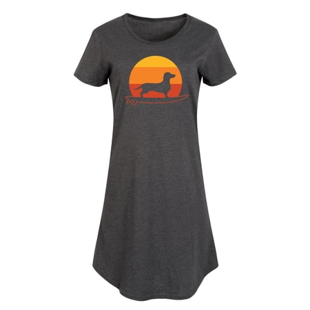 Instant Message - Surfing Dachshund Graphic T-shirt Dress