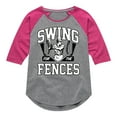 thumbnail image 1 of Instant Message - Swing For The Fences - Girls Shirt Tail Raglan, 1 of 6