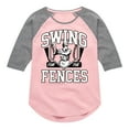 thumbnail image 1 of Instant Message - Swing For The Fences - Girls Shirt Tail Raglan, 1 of 5