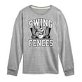 thumbnail image 1 of Instant Message - Swing For The Fences - Kids Long Sleeve Tee, 1 of 6