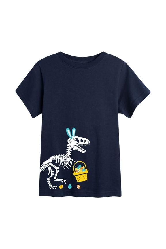 - T Rex Easter Skeleton Side Hit Toddler Short Sleeve Graphic T-Shirt