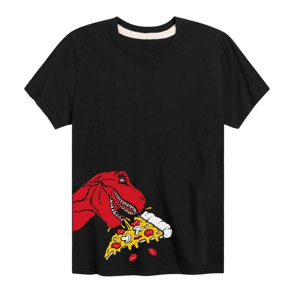 Instant Message - T-Rex Eating Pizza - Toddler And Youth Short Sleeve T-Shirt