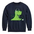 thumbnail image 1 of Instant Message - T-Rex Gamer: Pew Pew Pew - Toddler & Youth Crewneck Fleece Sweatshirt, 1 of 6