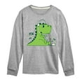 thumbnail image 1 of Instant Message - T-Rex Gamer: Pew Pew Pew - Toddler & Youth Long Sleeve Graphic T-Shirt, 1 of 6