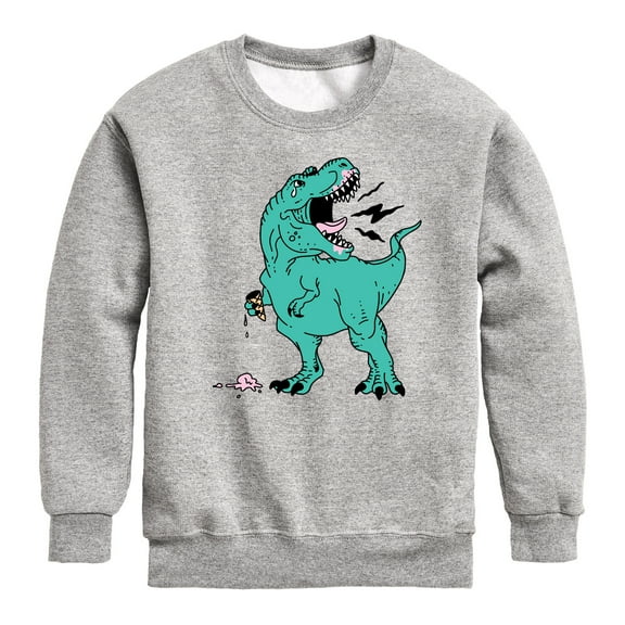 Instant Message - T-Rex Ice Cream - Toddler & Youth Crewneck Fleece Sweatshirt