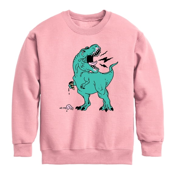 Instant Message - T-Rex Ice Cream - Toddler & Youth Crewneck Fleece Sweatshirt