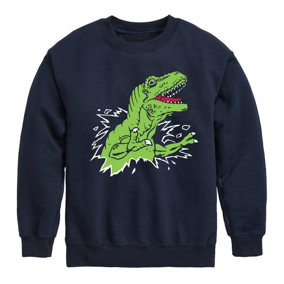 Instant Message - T-Rex Ripping Out Of Shirt - Toddler & Youth Crewneck Fleece Sweatshirt