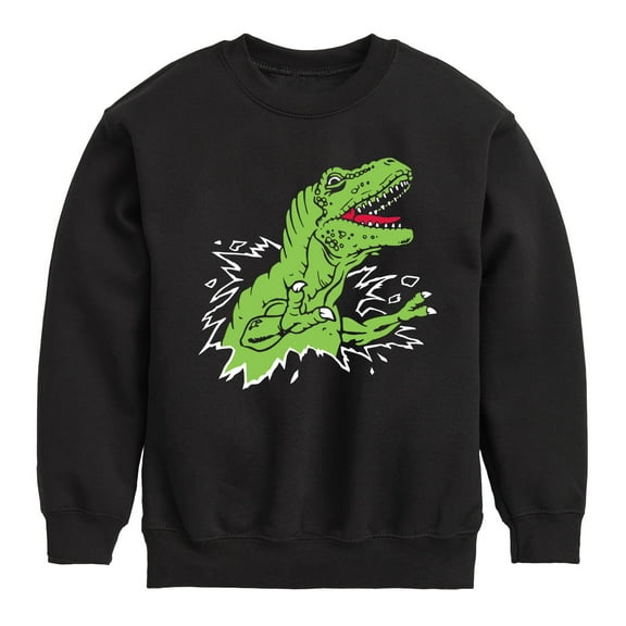 Instant Message - T-Rex Ripping Out Of Shirt - Toddler & Youth Crewneck Fleece Sweatshirt