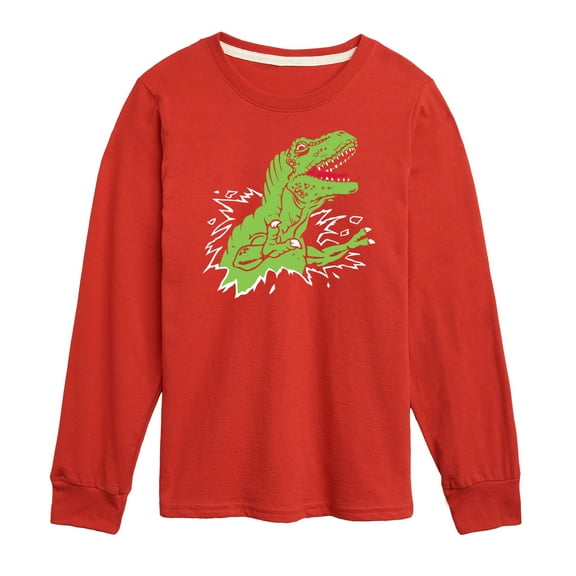 Instant Message - T-Rex Ripping Out Of Shirt - Toddler & Youth Long Sleeve Graphic T-Shirt