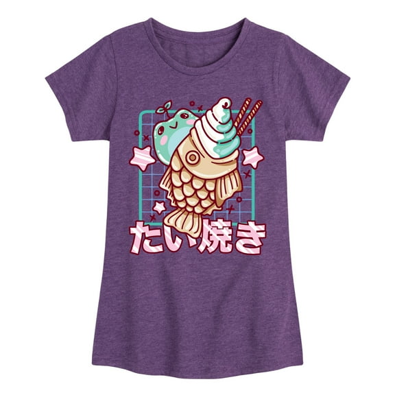 Instant Message - Taiyaki Frog - Toddler & Youth Girls Short Sleeve Graphic T-Shirt