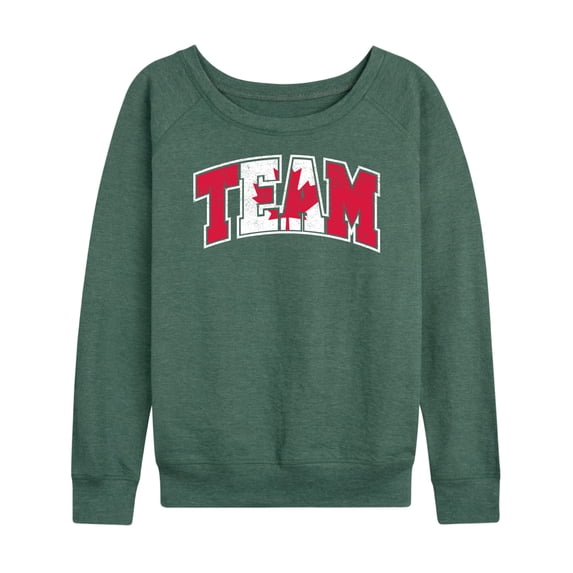 Instant Message - Team Canada Women's Lightweight French Terry Wide Neck Long Sleeve Graphic Shirt