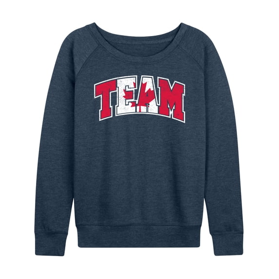 Instant Message - Team Canada Women's Lightweight French Terry Wide Neck Long Sleeve Graphic Shirt