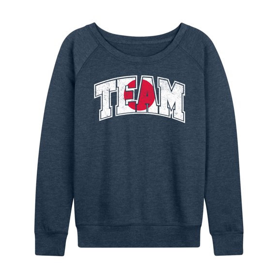Instant Message - Team Japan Lightweight French Terry Wide Neck Long Sleeve Graphic Shirt