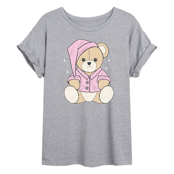Instant Message - Teddy Bear In PJs - Women's Oversized Graphic T-Shirt