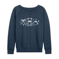 thumbnail image 1 of Instant Message - Teddy Bow Coffee Lightweight French Terry Wide Neck Long Sleeve Graphic Shirt, 1 of 5