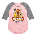 thumbnail image 1 of Instant Message - Ten Cent Hotdog Night - Girls Shirt Tail Raglan, 1 of 6