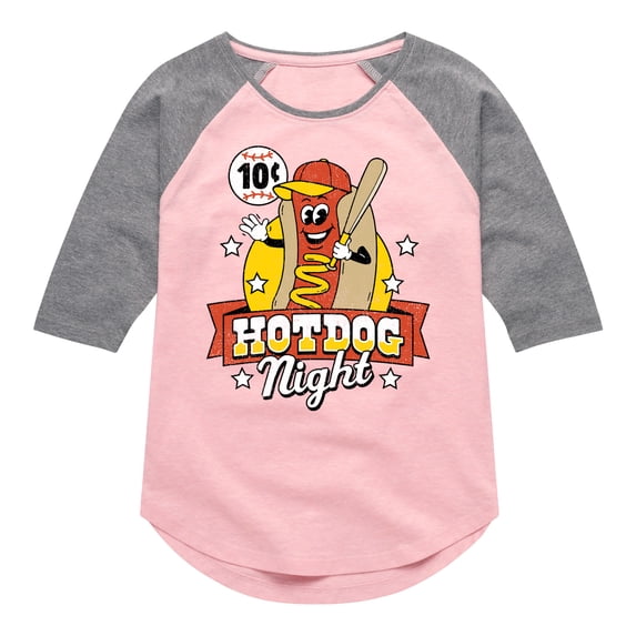 Instant Message - Ten Cent Hotdog Night - Girls Shirt Tail Raglan