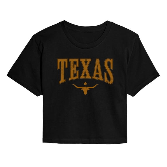 Instant Message - Texas Collegiate - Juniors Cropped Graphic T-Shirt