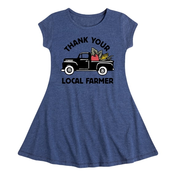 Instant Message - Thank Your Local Farmer - Toddler & Youth Girls Fit & Flare Dress