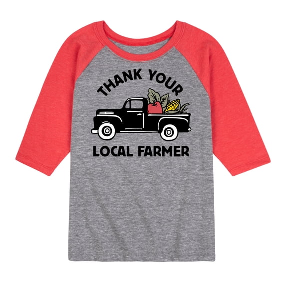 Instant Message - Thank Your Local Farmer - Toddler & Youth Raglan Graphic T-Shirt