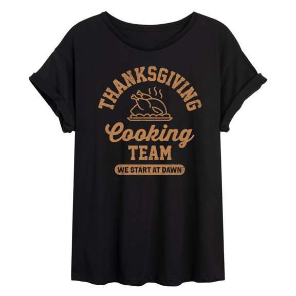Instant Message - Thanksgiving Cooking Team Oversized Graphic T-Shirt