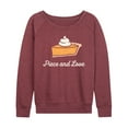 thumbnail image 1 of Instant Message - Thanksgiving - Piece of Pie & Love - Women's Lightweight French Terry Long Sleeve Shirt, 1 of 6