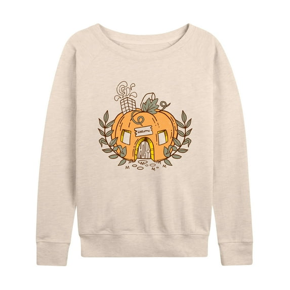 Instant Message - Thanksgiving - Pumpkin Cottage - Women's Lightweight French Terry Long Sleeve Shirt