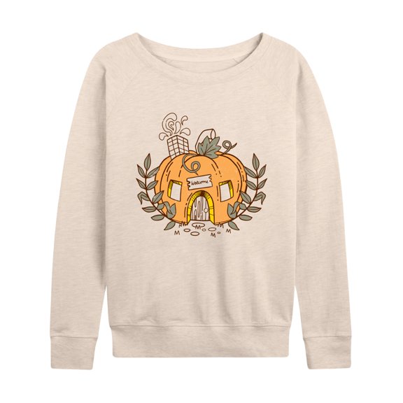 Instant Message - Thanksgiving - Pumpkin Cottage - Women's Lightweight French Terry Long Sleeve Shirt