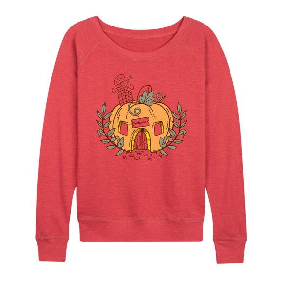 Instant Message - Thanksgiving - Pumpkin Cottage - Women's Lightweight French Terry Pullover