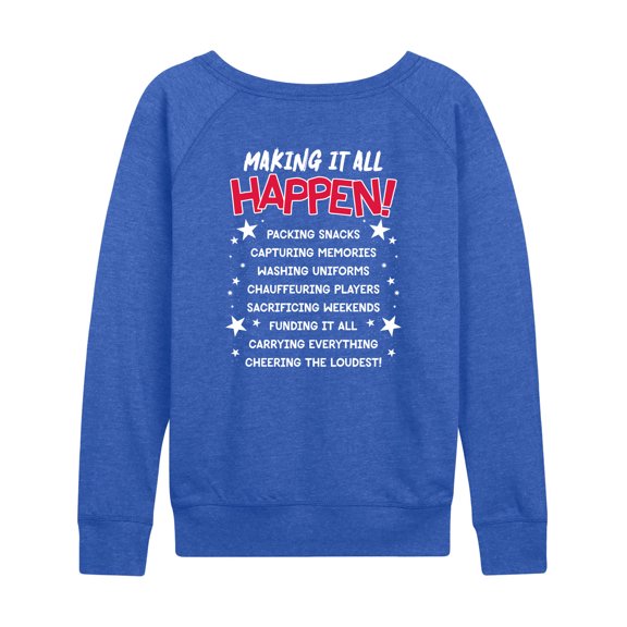 Instant Message - The Baseball Family Tour Women's Lightweight French Terry Wide Neck Long Sleeve Graphic Shirt