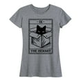 thumbnail image 1 of Instant Message - The Hermit Cat Tarot Card - Women's Short Sleeve Graphic T-Shirt, 1 of 5