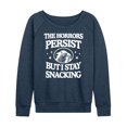 thumbnail image 1 of Instant Message - The Horrors Persist; Stay Snacking - Women's Lightweight Terry Long Sleeve Shirt, 1 of 6