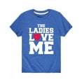 thumbnail image 1 of Instant Message - The Ladies Love Me  - Valentine Love Youth Short Sleeve Tee, 1 of 5