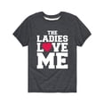 thumbnail image 1 of Instant Message - The Ladies Love Me  - Valentine Love Youth Short Sleeve Tee, 1 of 5