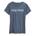 thumbnail image 1 of Instant Message - They Them Pronouns - Women's Short Sleeve Graphic T-Shirt, 1 of 6