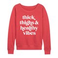 thumbnail image 1 of Instant Message - Thick Thighs Healthy Vibes - Women's Lightweight French Terry Pullover, 1 of 6