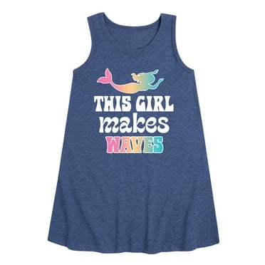 Instant Message - This Girl Makes Waves Mermaid - Toddler & Youth Girls A-line Dress