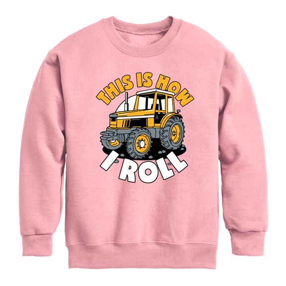 Instant Message - This Is How I Roll Tractor - Toddler & Youth Crewneck Fleece Sweatshirt