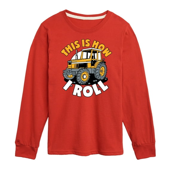 Instant Message - This Is How I Roll Tractor - Toddler & Youth Long Sleeve Graphic T-Shirt