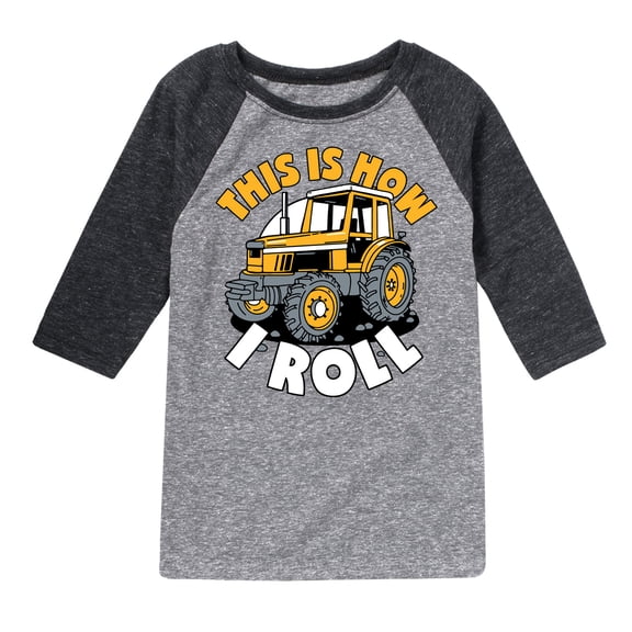 Instant Message - This Is How I Roll Tractor - Toddler & Youth Raglan Graphic T-Shirt