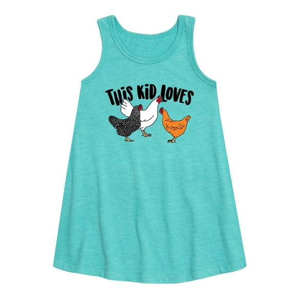 Instant Message - This Kid Loves Chickens - Toddler & Youth Girls A-line Dress