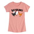 thumbnail image 1 of Instant Message - This Kid Loves Chickens - Toddler & Youth Girls Short Sleeve Graphic T-Shirt, 1 of 6