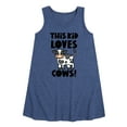 thumbnail image 1 of Instant Message - This Kid Loves Cows - Toddler & Youth Girls A-line Dress, 1 of 6
