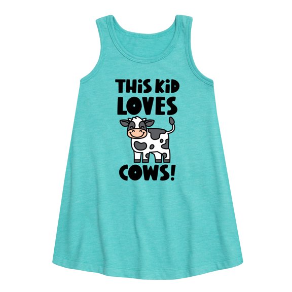Instant Message - This Kid Loves Cows - Toddler & Youth Girls A-line Dress