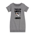 thumbnail image 1 of Instant Message - This Kid Loves Cows - Toddler & Youth Girls Fleece Dress, 1 of 1