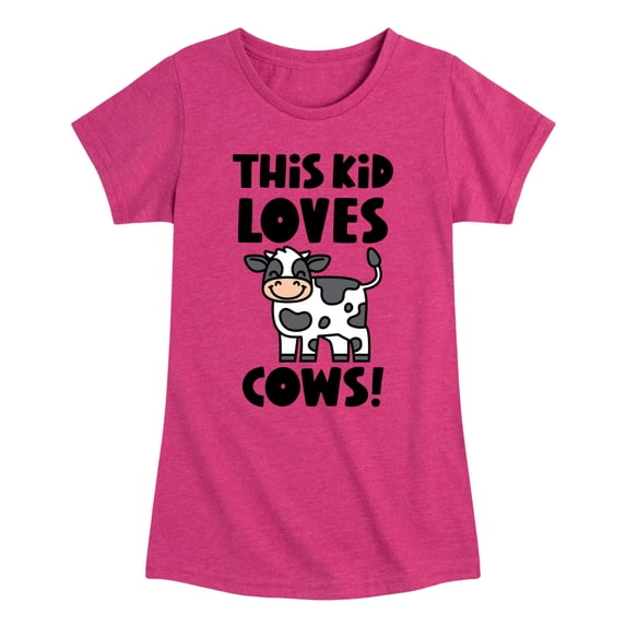 Instant Message - This Kid Loves Cows - Toddler & Youth Girls Short Sleeve Graphic T-Shirt