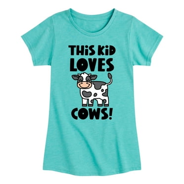 Instant Message - This Kid Loves Cows - Toddler & Youth Girls Short Sleeve Graphic T-Shirt